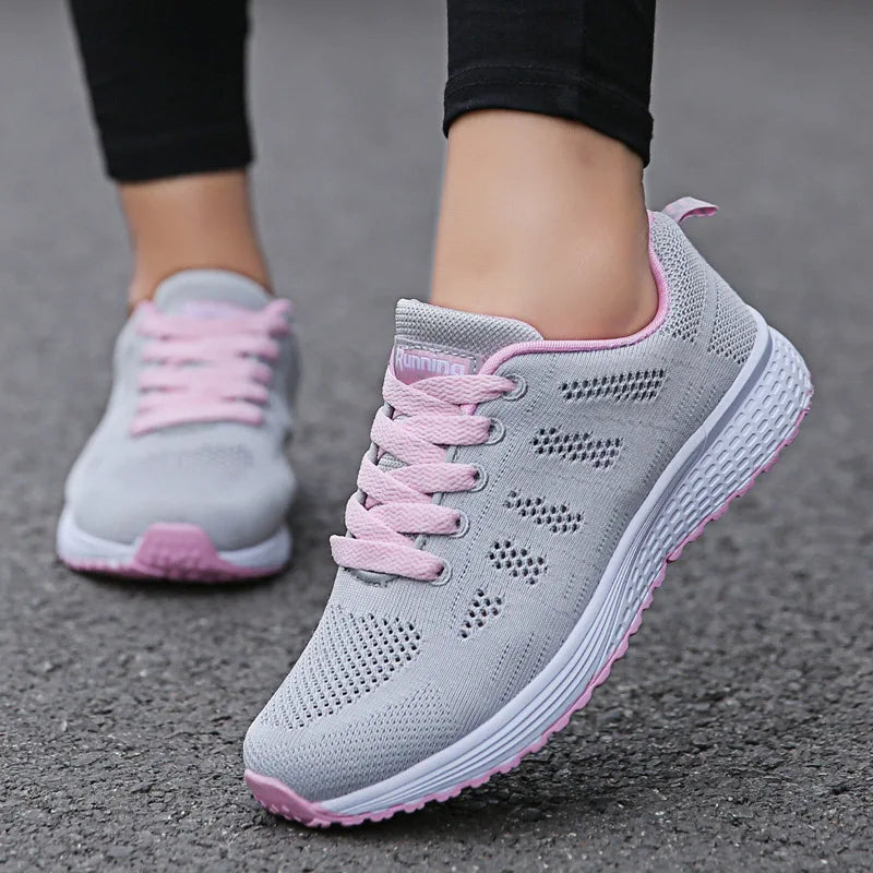 Tênis Casual Feminino de Malha Respirável para Caminhada e Academia