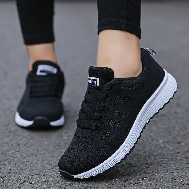 Tênis Casual Feminino de Malha Respirável para Caminhada e Academia