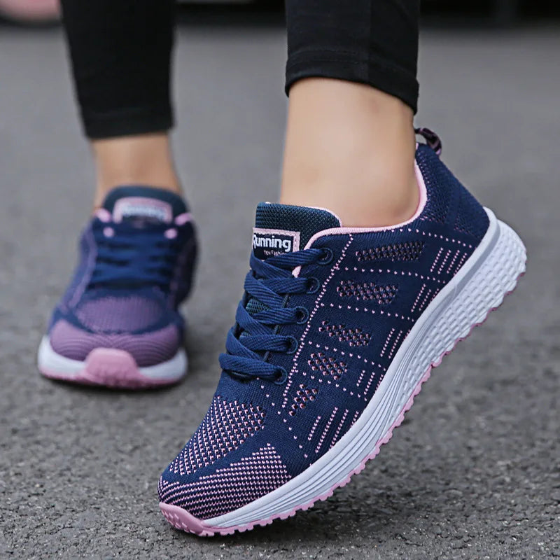 Tênis Casual Feminino de Malha Respirável para Caminhada e Academia