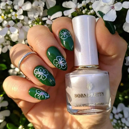 Carimbo Esmalte Verniz para Unhas Preto e Branco Born Pretty