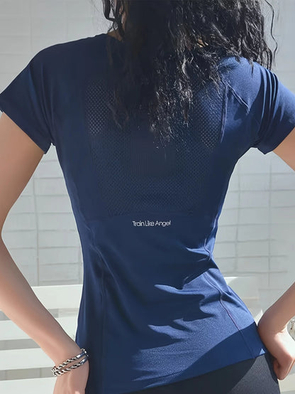 Camiseta Esportiva Feminina de Verão, Respirável e com Costas Abertas