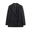 Blazer Feminino Transpassado Manga Longa Bolsos com Aba