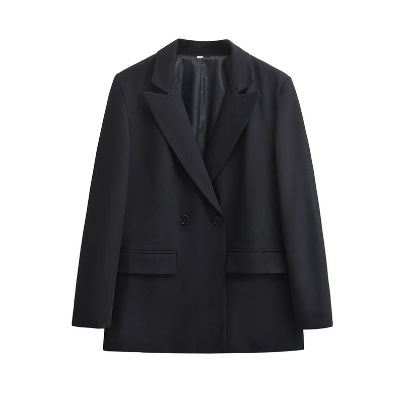 Blazer Feminino Transpassado Manga Longa Bolsos com Aba