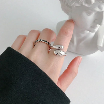 Anéis Design Liso em Formato de Gota d'Água