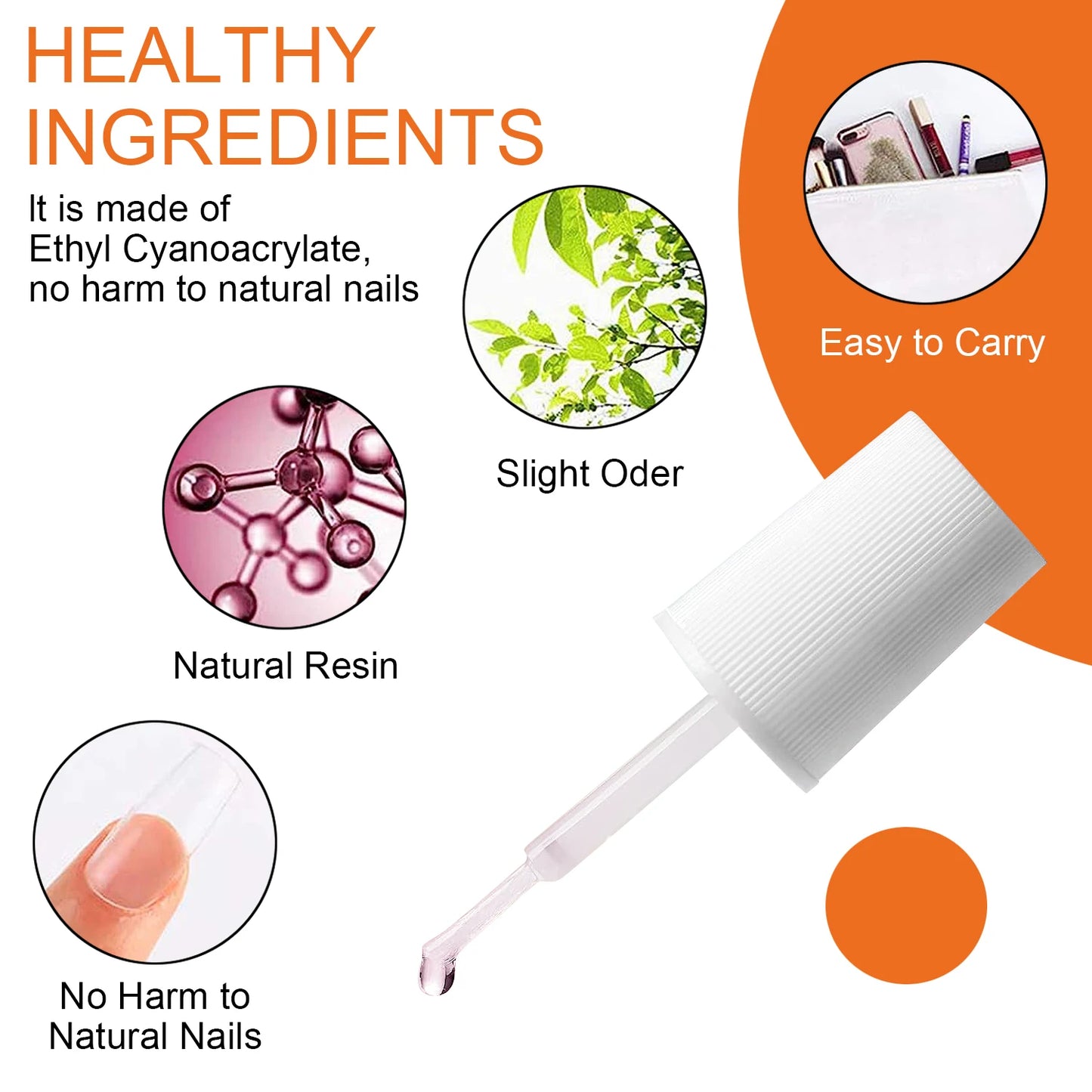 Cola Super Forte para Unhas Postiças, de Acrílico - Adesão Duradoura e Fácil