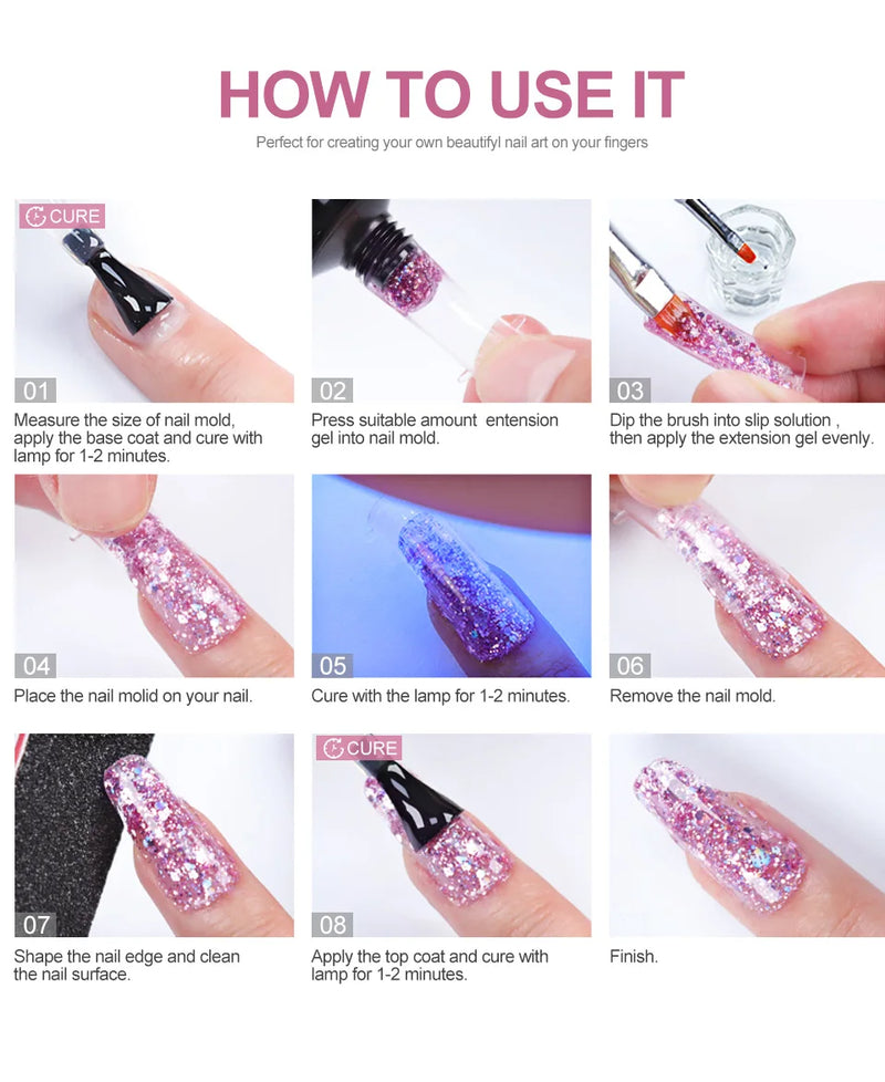 Kit Alongamento de Unha Polygel Cabine Gel Molde F1