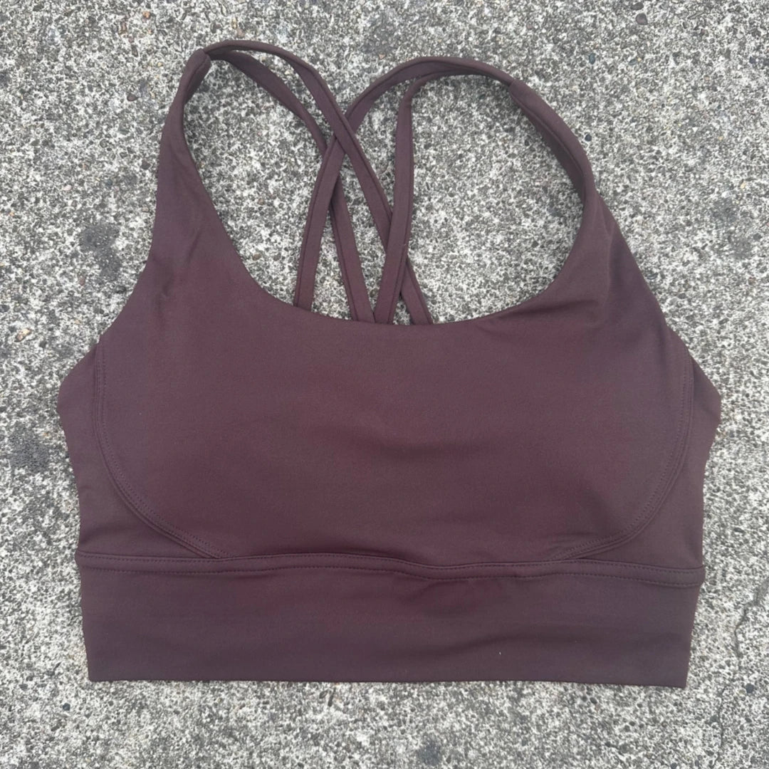 Top esportivo Feminino de Cor Sólida com Costas Cruzadas Macias