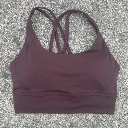 Top esportivo Feminino de Cor Sólida com Costas Cruzadas Macias