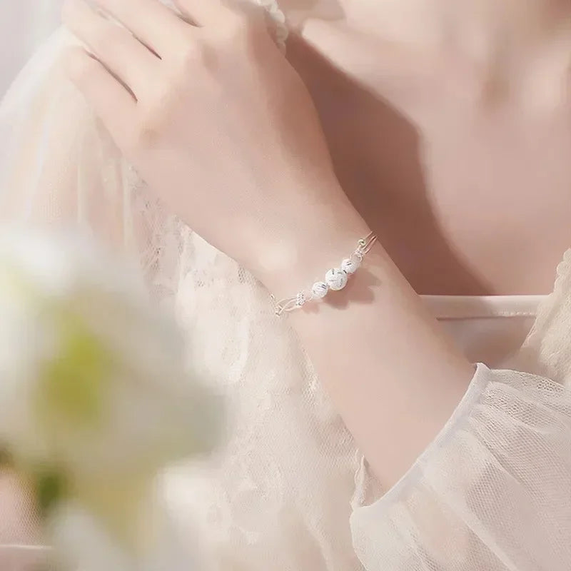 Pulseira fina de prata esterlina 925 - Designer de Luxo, Multicamadas e Ajustável