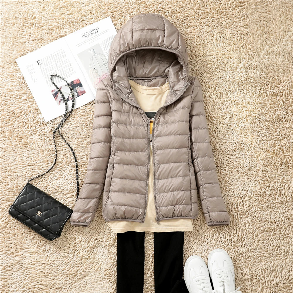 Jaqueta Feminina Ultra Leve Dobrável com Capuz