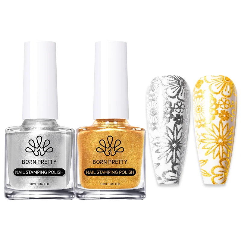 Carimbo Esmalte Verniz para Unhas Preto e Branco Born Pretty