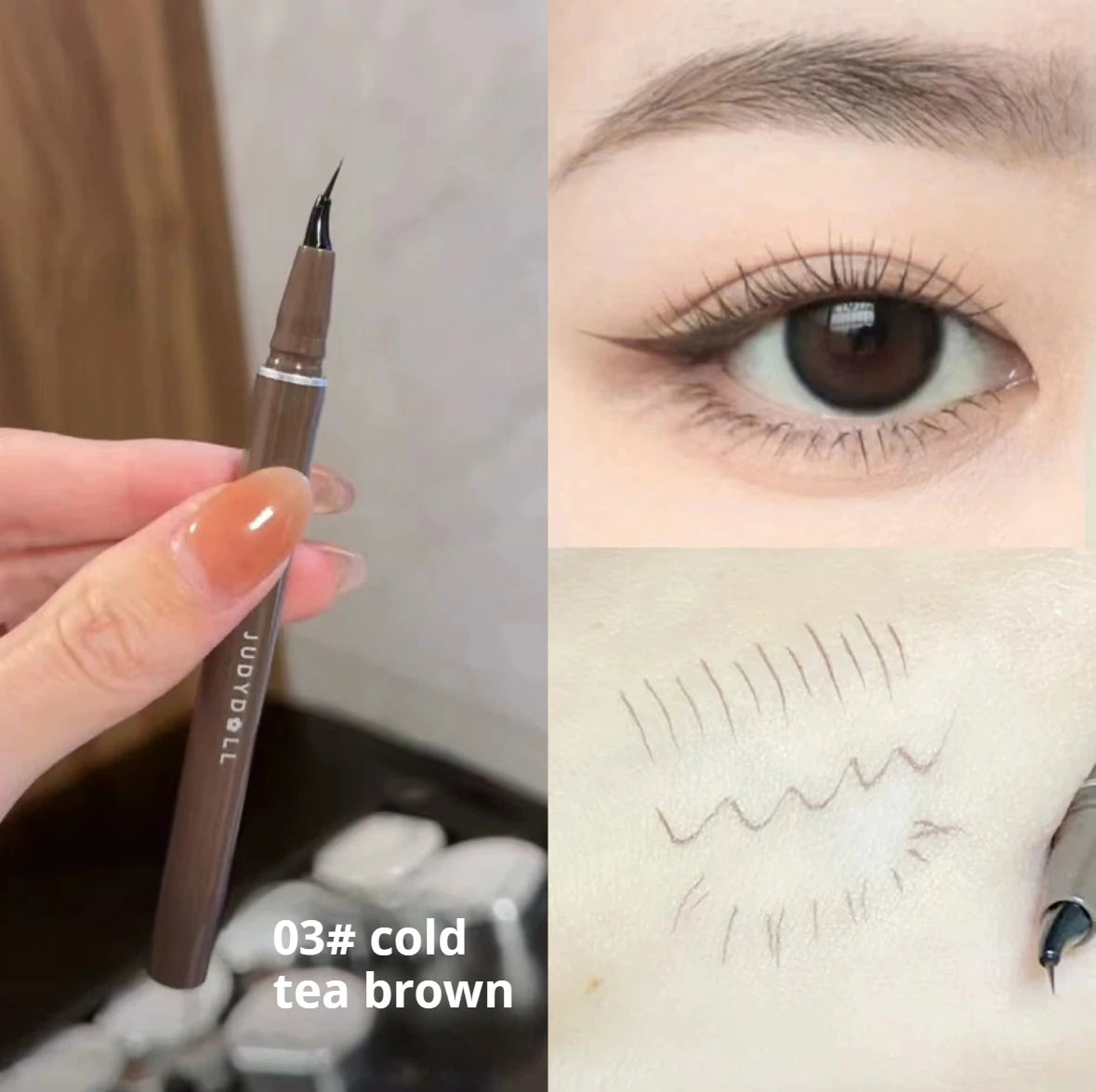 Delineador Super Fino à Prova D'Água - Longa Duração, Secagem Rápida, Olhos Finos