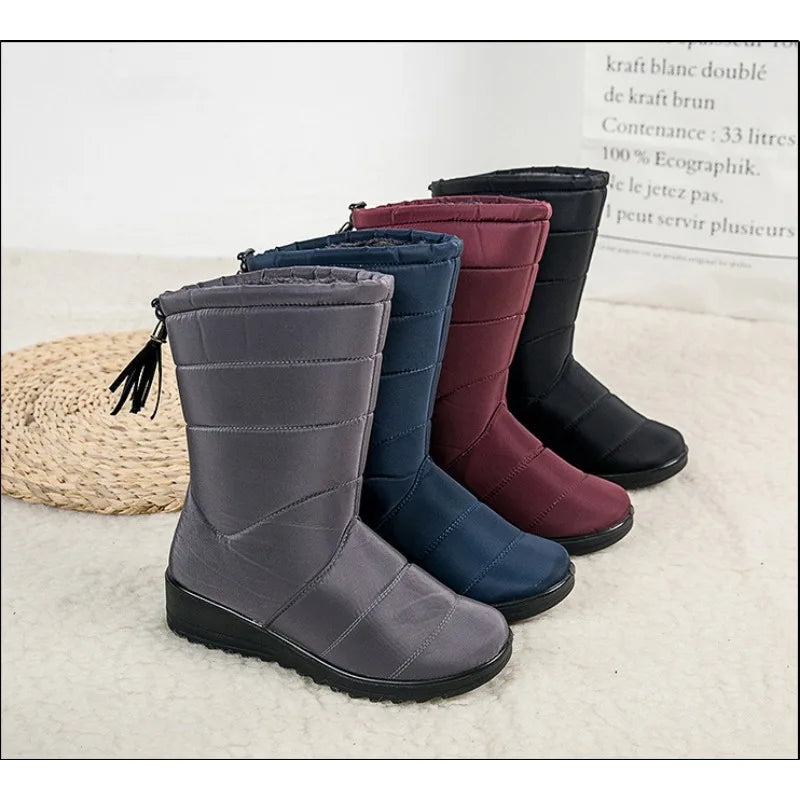 Bota Feminina Impermeável à Prova de Vento, Sola Macia e Confortável