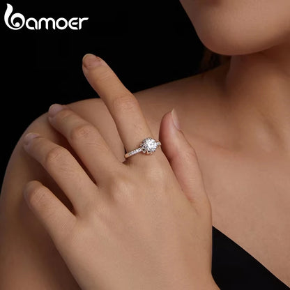 Anel Moissanite Diamante Solitaire de Prata Esterlina