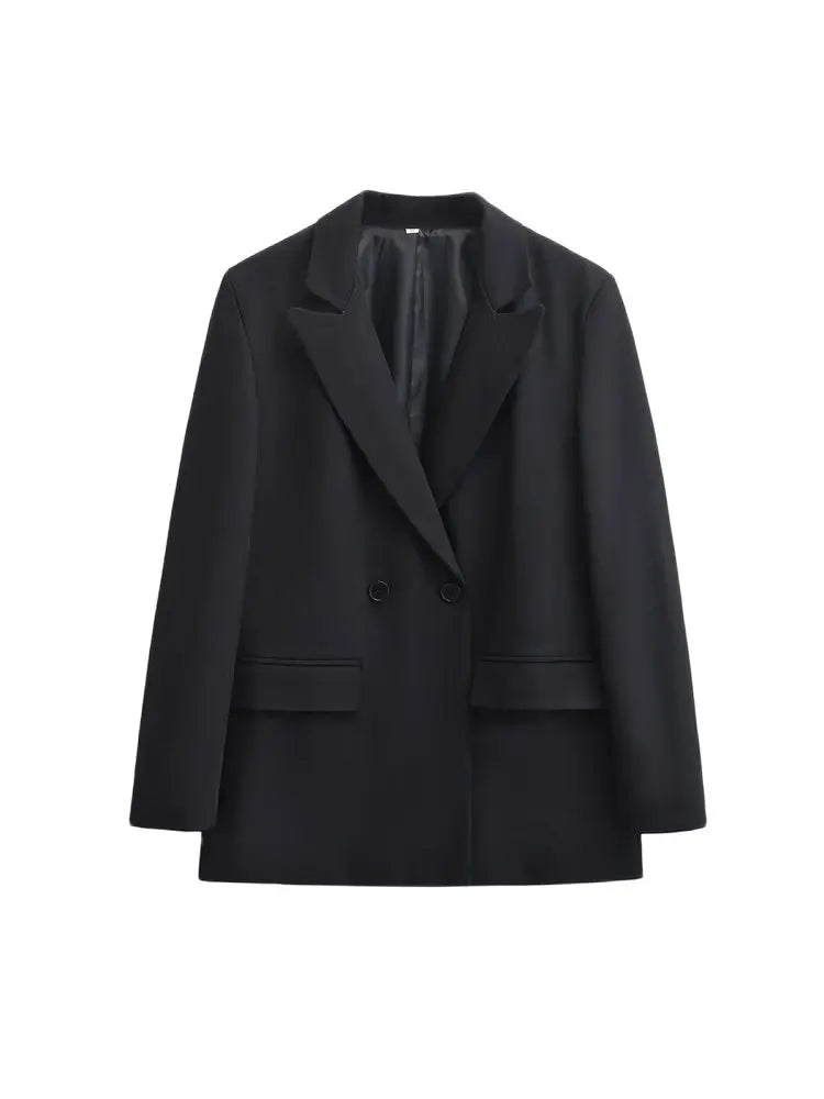 Blazer Feminino Transpassado Manga Longa Bolsos com Aba
