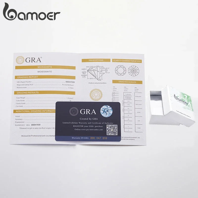 Anel Moissanite Diamante Solitaire de Prata Esterlina