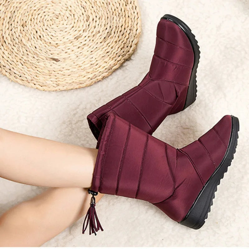 Bota Feminina Impermeável à Prova de Vento, Sola Macia e Confortável
