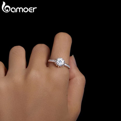 Anel Moissanite Diamante Solitaire de Prata Esterlina