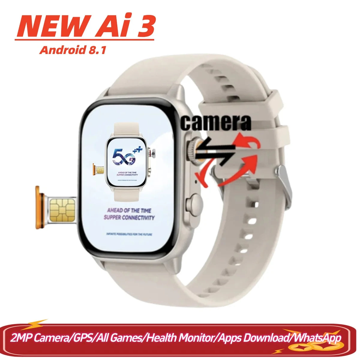 Relógio Inteligente Ultra AI 3 4G com cartão Sim