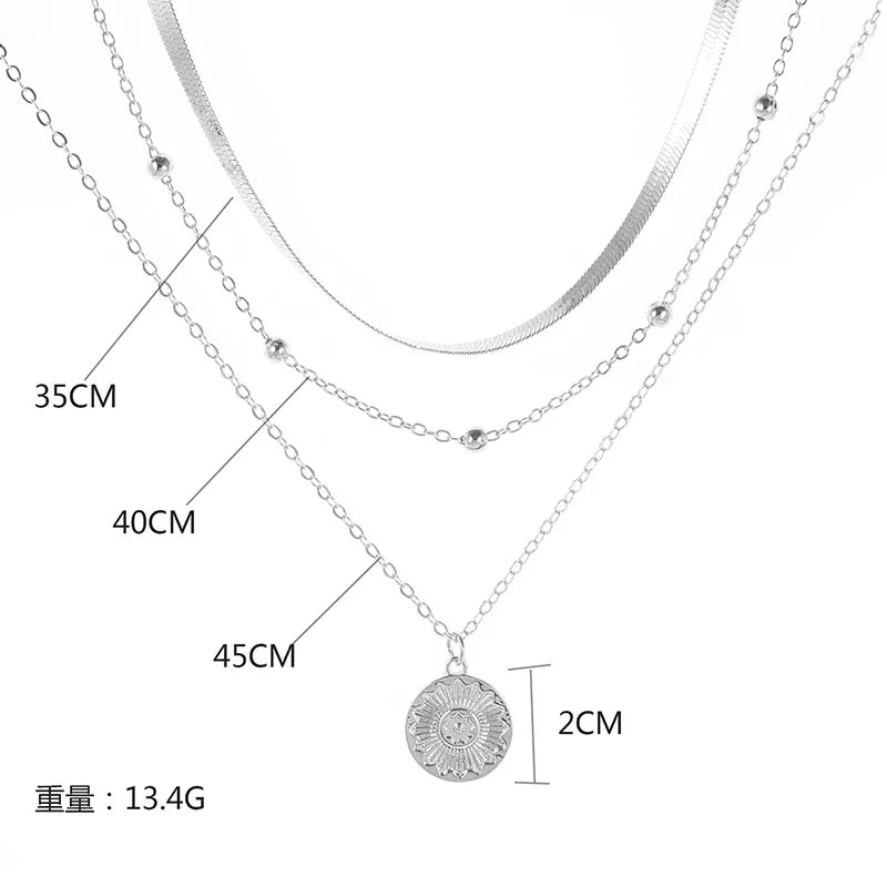 Colar Redondo de Três Camadas de Prata Esterlina 925 - Charme, Elegância, Estilo