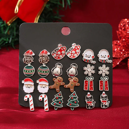 Conjunto com 6 Pares de Brincos Combinados de Natal
