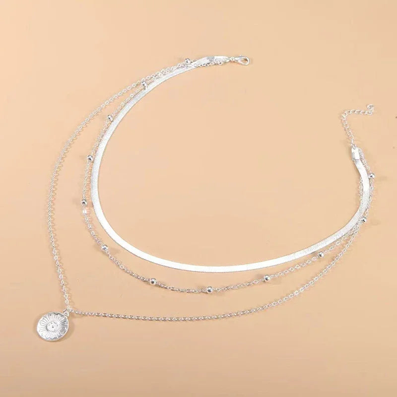 Colar Redondo de Três Camadas de Prata Esterlina 925 - Charme, Elegância, Estilo