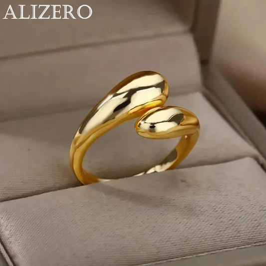 Anéis Design Liso em Formato de Gota d'Água