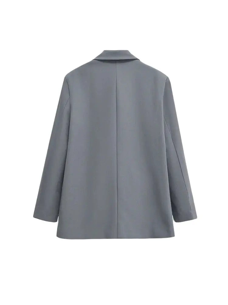 Blazer Feminino Transpassado Manga Longa Bolsos com Aba