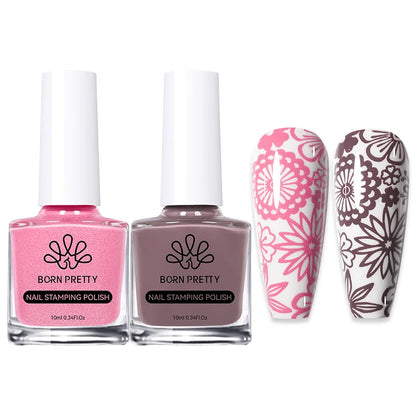 Carimbo Esmalte Verniz para Unhas Preto e Branco Born Pretty