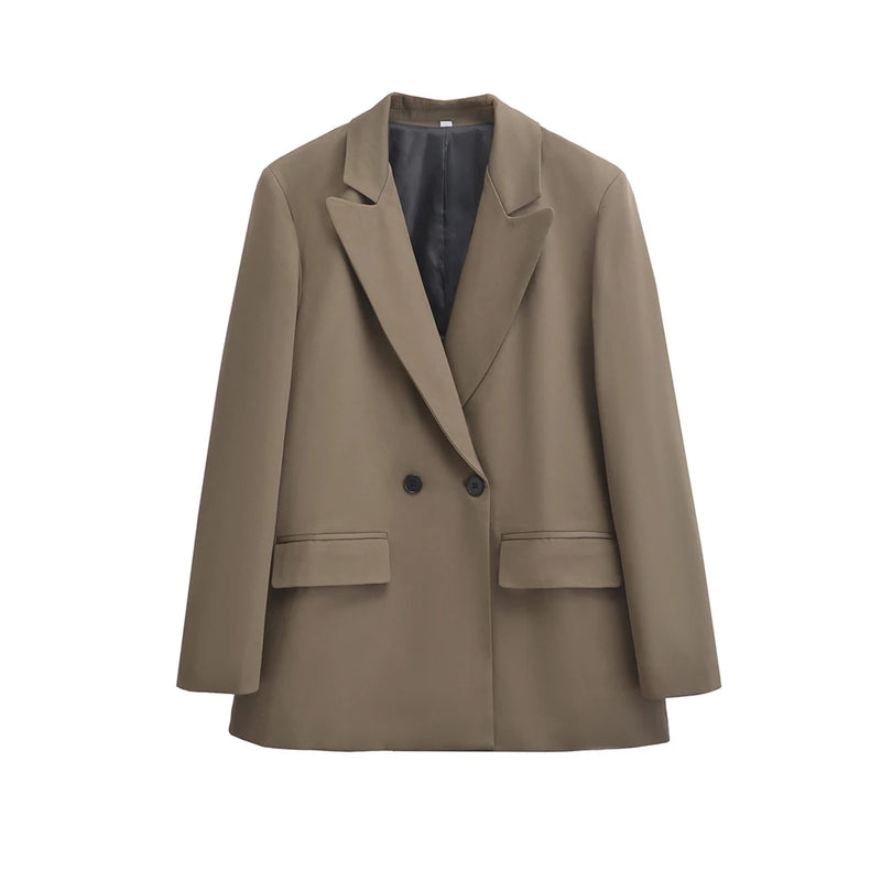 Blazer Feminino Transpassado Manga Longa Bolsos com Aba
